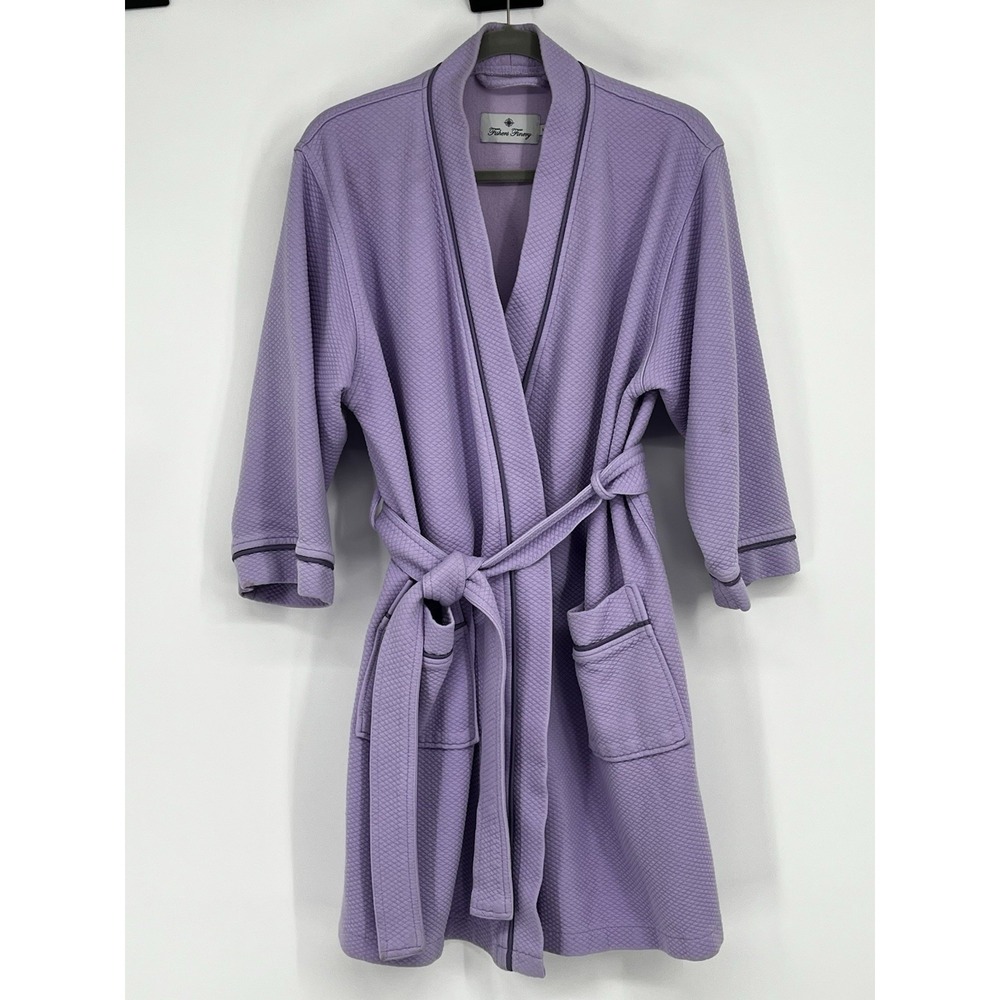 Fishers Finery Spa Robe Women's Medium Lavander Purple Belted Pockets Loungewear